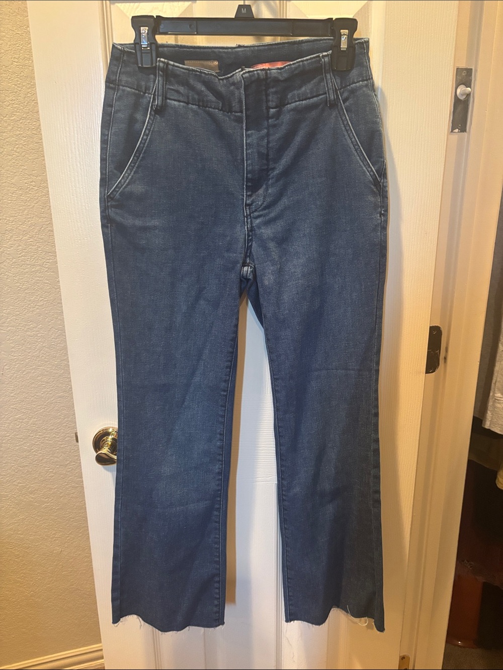 Pilcro by Anthropologie Wide Leg Trouser Jeans Raw Hem Medium Wash size 27